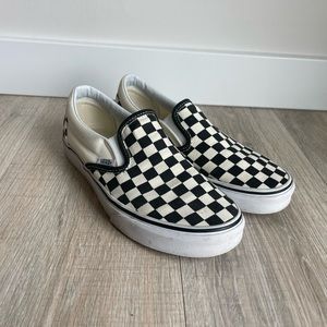 Vans Black & White Checkered Slip On Shoes